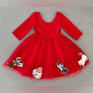 Mini Boden Christmas Applique Velvet Tulle Dress, 3-4 Years